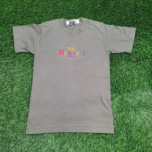 Vintage 80s Montreal Canada Shirt Womens Small 17x24 Green - Picture 1 of 12